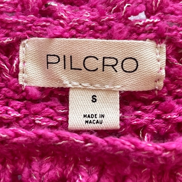 Anthropologie Pilcro Crochet Knit Sweater Women's Size S Pullover Pink Crop - Picture 7 of 12